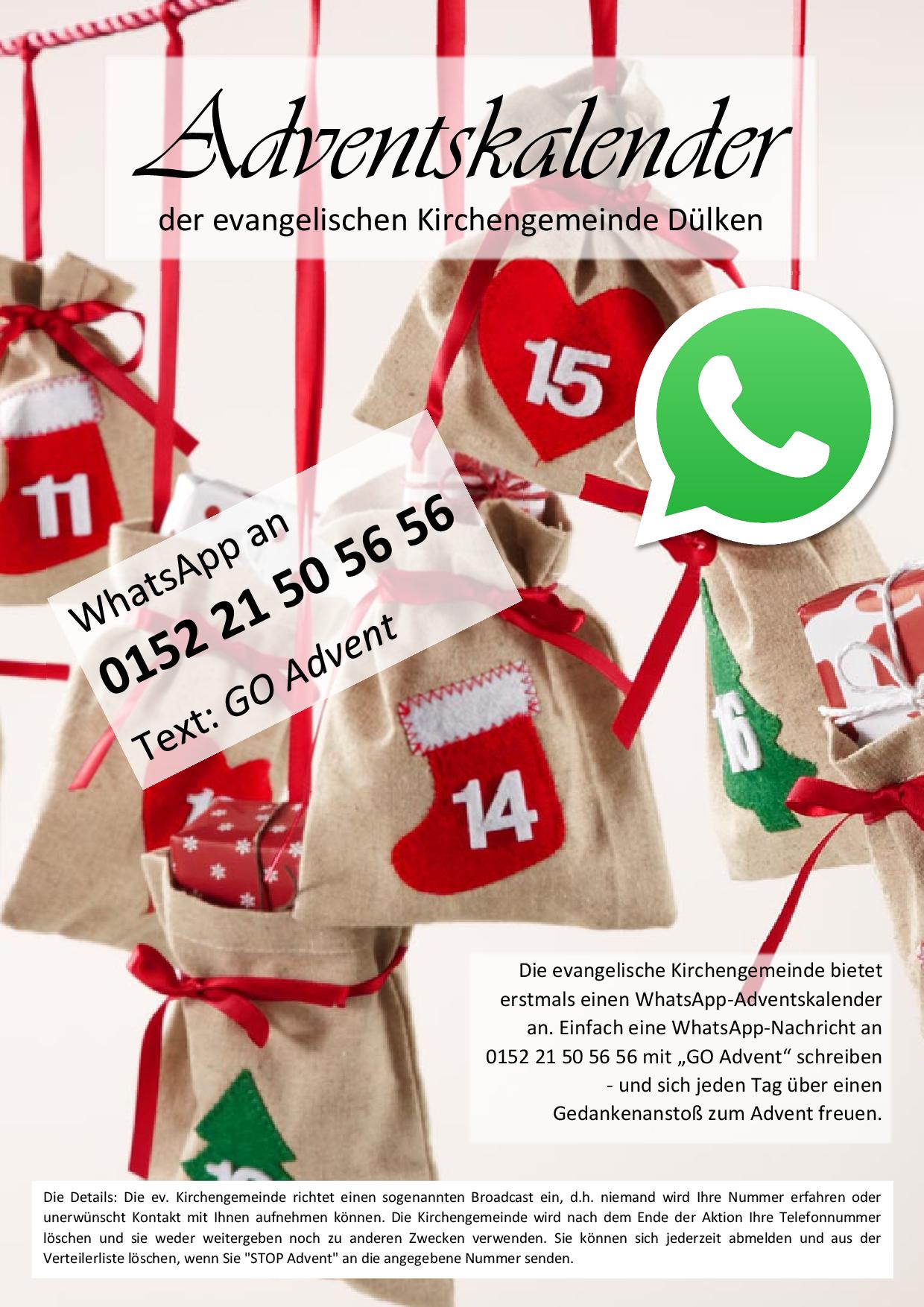 Aushang Adventskalender 2015 Evangelische